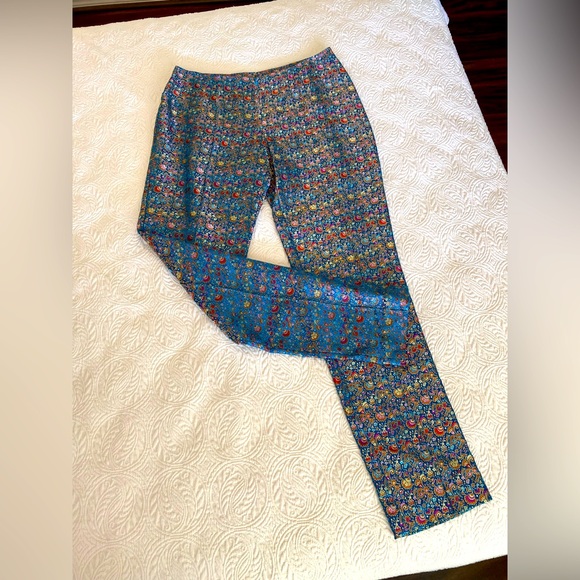 Yansi Fugel VINTAGE Blue silk cigarette leg evening pants. Size 6. Pristine EUC - Picture 7 of 11